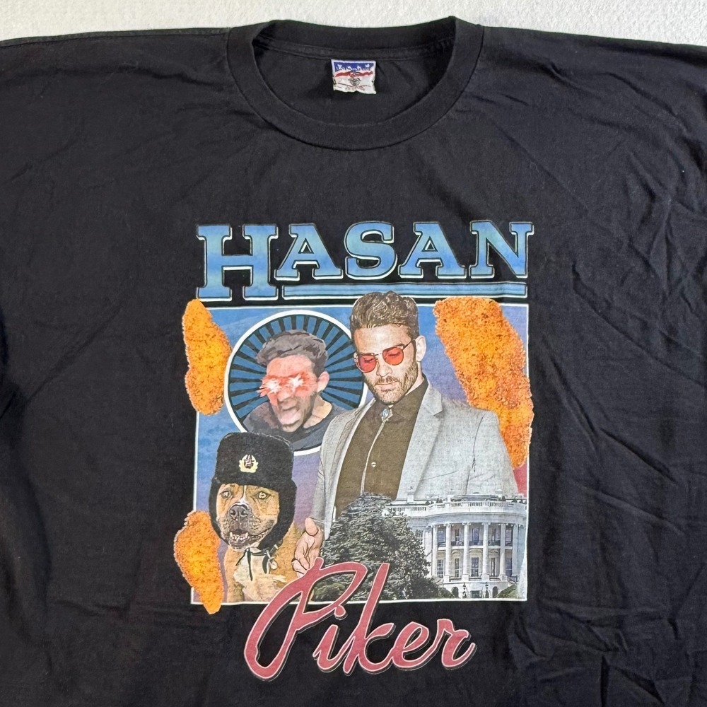 Hasan Piker Graphic T-Shirt Mens 3XL‎ Union Made USA Merch Black Vintage